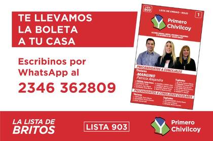Primero Chivilcoy, la boleta corta vecinalista del intendente Guillermo Britos, llega por delivery