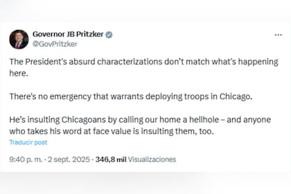 Pritzker indicó que no existe ninguna emergencia en Chicago para el envío de efectivos