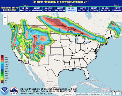 Probabilidad de nevadas hacia el jueves 19 de febrero: Nueva York alcanzado por el manto blanco