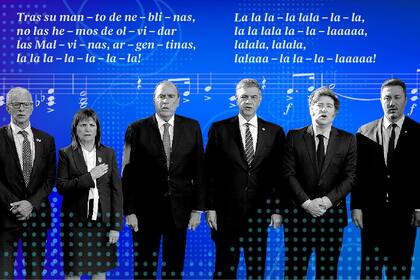 Problemas con la letra de la marcha y tomas de catch en el acto por Malvinas