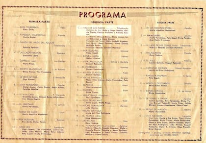 Programa de mano de un espectáculo de 1951 en el que participaron los mellizos Itovich (Donn), de 4 años, en el "Vals de las flores" de Tchaikovsky