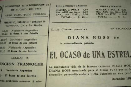 Programa del autocine "Todo", agosto de 1973 