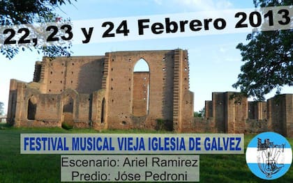 Promoción publicitaria del Festival Musical. El escenario construido para esa ocasión fue bautizado con el nombre Ariel Ramírez en 1995.