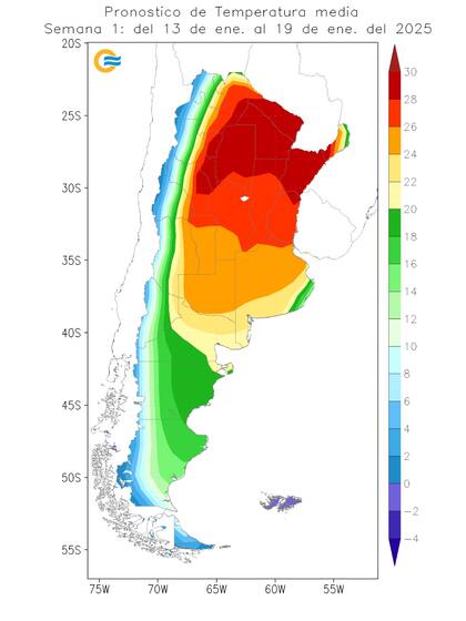 Pronostico de temperaturas acumulada del 13 de enero al 19 de enero