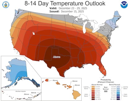 Pronóstico de temperaturas para el 23 al 29 de diciembre: Chicago por sobre la media