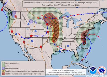 Pronóstico del clima en EE.UU. para el 23 de septiembre