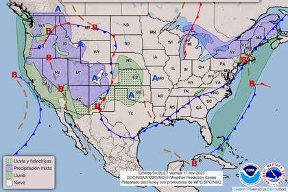 Pronóstico del clima en Estados Unidos para el 18 de noviembre