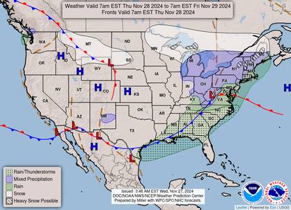 Pronóstico del NWS: el Día de Acción de Gracias tendrá temperaturas entre 2 °C y 4 °C, con posibilidad de nevadas ligeras en Chicago