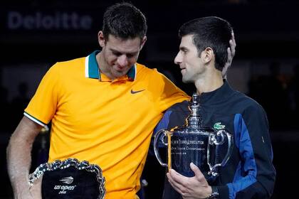 Protagonistas dorados: Del Potro y Djokovic, en la premiación del US Open 2018