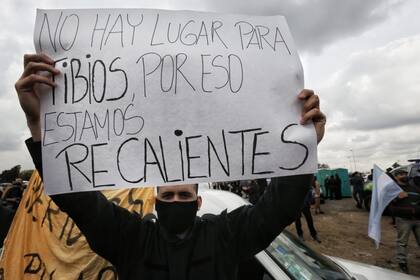 Protesta de la policía bonaerense en el Puente 12, en La Matanza, en septiembre del año pasado