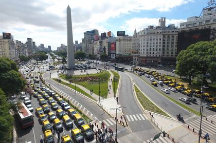 Protesta de taxistas en la ciudad de Buenos Aires