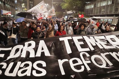 Protestas contra las reformas de Temer, en San Pablo