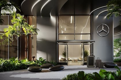 Prototipo de como quedaría el lobby de la residencia que Mercedes Benz construirá en Miami