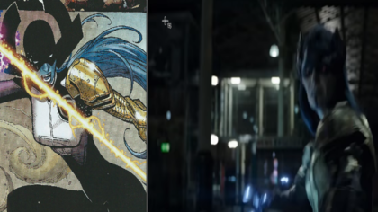 Proxima Midnight es el único personaje nuevo que debuta en el trailer. Aquí tal como aparece en el avance, y al lado su versión en viñetas