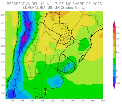 Proyección de temperaturas mínimas