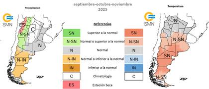 Proyección trimestral del Servicio Meteorológico Nacional para septiembre, octubre y noviembre