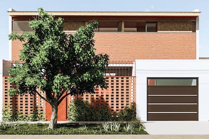 Proyecto del estudio Mestiza para una casa en Merlo que buscó celebrar el arraigo de la familia con el lugar desde elementos locales del barrio. “Buscamos permeabilidad al espacio público, le propusimos hacer una vereda en una zona donde no las hay, para que la costumbre se propague, que la casa fuera un faro cultural”.