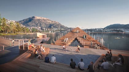 White ganó el concurso internacional para la nueva playa pública de la ciudad de Bergen, en Noruega, que actualmente se encuentra en construcción. Allí empleó soluciones sostenibles con madera, piedra, relleno, tierra y vegetación locales para soportar un uso intensivo y las duras condiciones climáticas del oeste de Noruega.