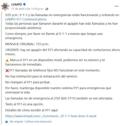 Publicació de la Policía de Las Vegas