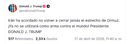 Publicación de Trump