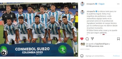 Publicación de Nicolás Paz en Instagram