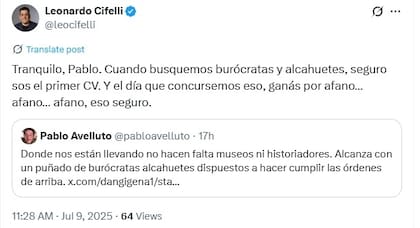 Publicación en la cuenta de X @leocifelli