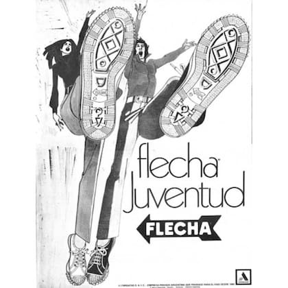 Publicidad de las zapatillas Flecha, otra marca que se instaló en la memoria colectiva de los argentinos, creada por la Fábrica Argentina de Alpargatas
