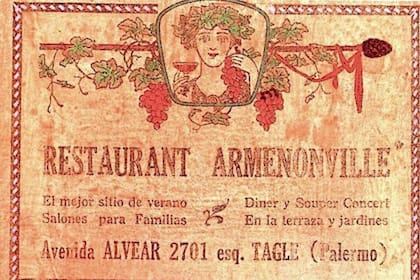 Publicidad del lujoso restaurante Armenonville, en lo que hoy es la avenida del Libertador y Tagle