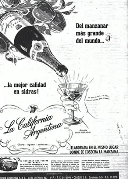Publicidad sobre la sidra producida en la estancia La California Argentina