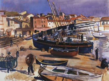 Puerto con botes, Zinaida Serebryakova (1930)