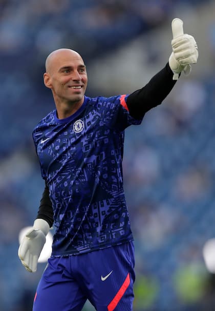 Pulgar arriba de Willy Caballero en la antesala de la final de la Champions League en la que su equipo, Chelsea, venció por 1-0 a Manchester City.