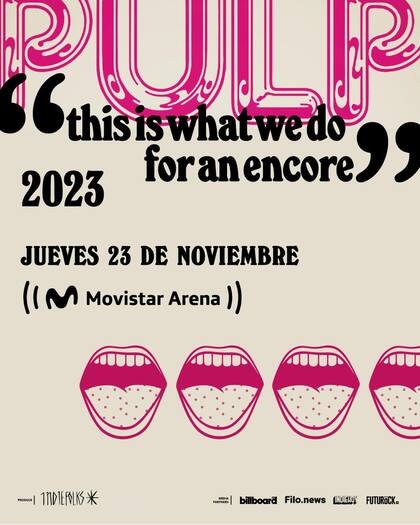 Pulp se presentará en el Movistar Arena de Buenos Aires