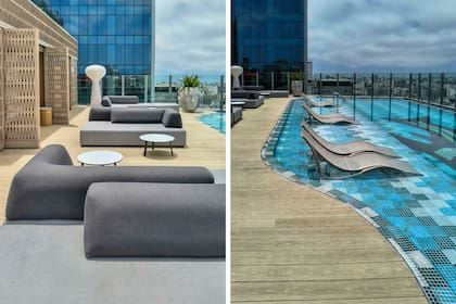 Puro diseño: la pileta climatizada luce un motivo realizado con mosaicos incas.