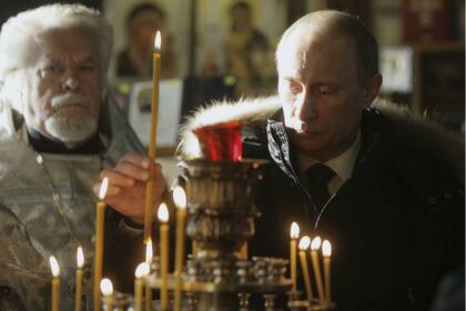 Putin, durante una ceremonia en una Iglesia Ortodoxa