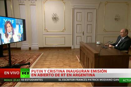 Putin, en una videoconferencia con Cristina Kirchner al inaugurar las transmisiones de Russia Today en la Argentina