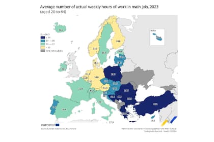 Qué países tienen jornada laboral menor a 40 horas, según Eurostat