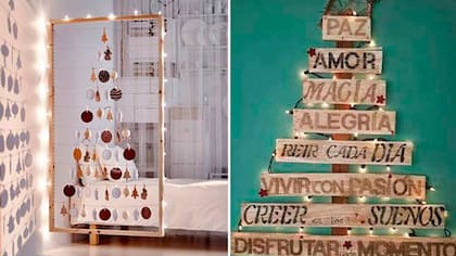 ¿Qué te parece este árbol construido a partir de un cuadro de madera? A nosotras nos encantó. Otra idea muy simple y práctica es la que está hecha con maderitas y frases de deseo; ¿Qué te parece?