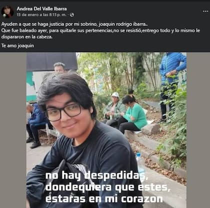 Quién era Rodrigo Joaquín Ibarra, el joven asesinado a sangre fría por dos ladrones.