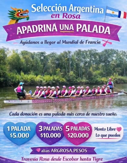 Quienes lo deseen pueden ayudar al equipo con donaciones (Foto: @seleccionargentinaenrosa)