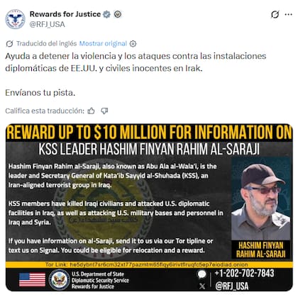 Quienes proporcionen información "podrían optar a la reubicación y a una recompensa"