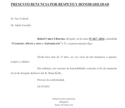 Rafael Cúneo Libarona renunció como defensor en la causa de los seguros