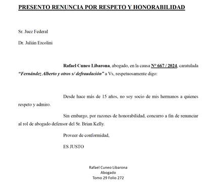 Rafael Cúneo Libarona renunció como defensor en la causa de los seguros