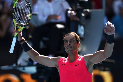 Rafael Nadal celebra su triunfo ante el boliviano Dellien en Australia