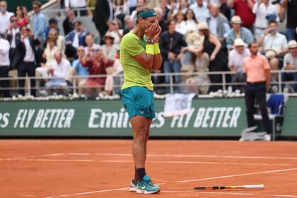 Rafael Nadal y su emoción tras la última pelota de partido