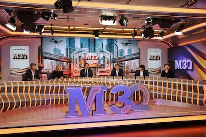 Rafael Soto, CEO de MODO, Sofia Vago, CEO de Accenture Argentina, Jose del Rio, secretario General de LA NACION, Martín Galdeano, presidente de Ford; Julián Lisenberg, CEO y Cofundador de Geopagos y Sebastián Wilmer, presidente de Fintech de Cocos;