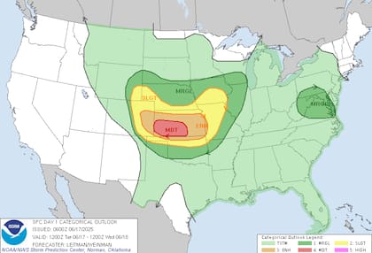 Ráfagas de hasta 160 km/h amenazan Kansas: riesgo moderado de tormentas severas en el centro de EE.UU