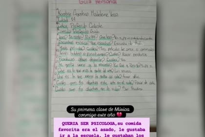 Ramiro, profesor de Música de Agostina Vega (14), reveló uno de los sueños que la adolescente asesinada había plasmado en una tarea escolar durante el inicio del ciclo lectivo