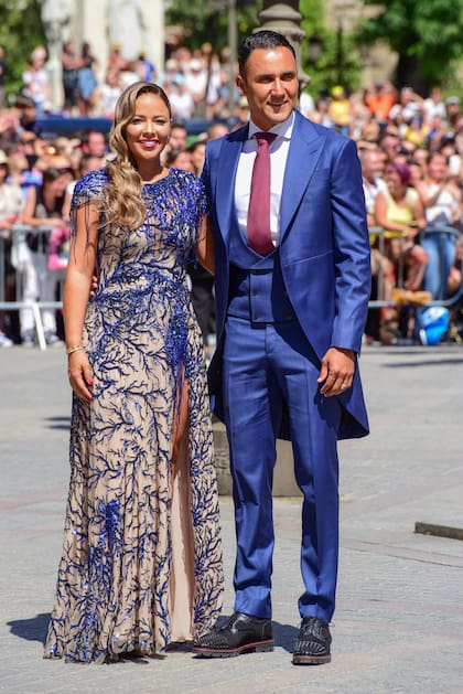 Keylor Navas, con su mujer, Andrea Salas.