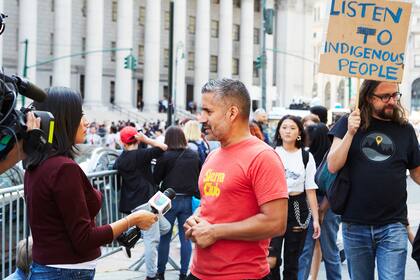 Ramón Cruz, en una manifestación en Estados Unidos