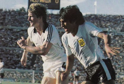 Ramón Díaz en seleccionado argentino, durante el 2-1 sobre Alemania.